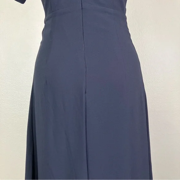 Lindy Bop 1940s Navy Blue Amelia Vintage Collared A-line Midi Dress UK 10 Small - Picture 10 of 15